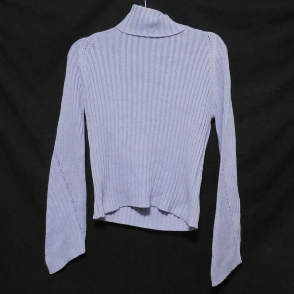 TRISTAN & ISEUT | medium | Light Blue Turtleneck Ribbed Sweater | 100% Cotton - Picture 1 of 16